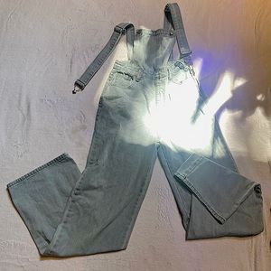 SMALL Boot cut denim overalls with long legs